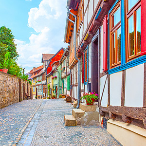 德国小镇的旧街照片图片