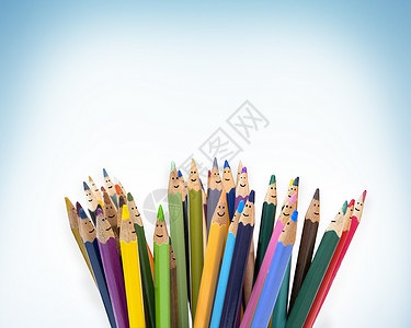 彩色铅笔有人们笑的脸对话人群交谈社网络流多样和不同文化孤立信息高清图片素材