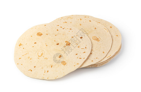 扁平玉米白色背景上孤立的普通玉米饼包装普通玉米饼包装背景