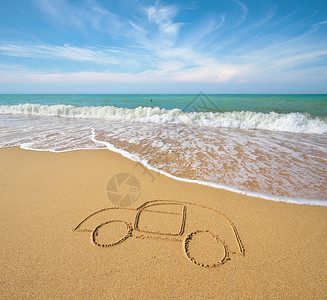 沙滩上汽车在沙滩上拔车概念设计背景