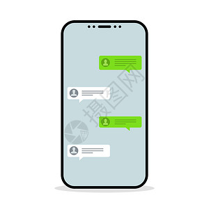 社交网络概念智能手机聊天信息通知矢量插图图片