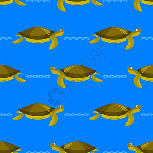 矢量海龟蓝背景孤立的无海龟模式洋图形简单动物纹理海龟无模式洋图形简单动物纹理背景