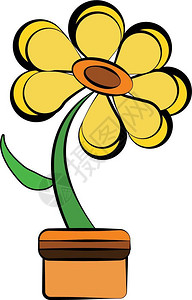 花瓶里的黄色小花矢量元素背景图片