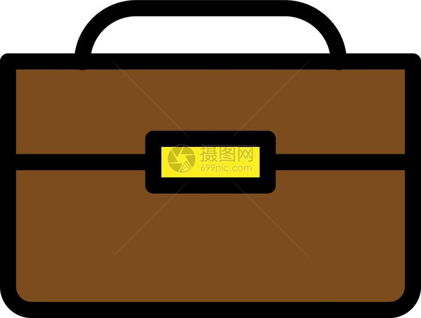一个未打开的包或一盒棕色的子用木制成手柄和亮黄色平方扣矢量彩色图纸或插制成图片