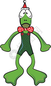 绿色青蛙在圣诞节矢量彩色绘画或插图时背景图片