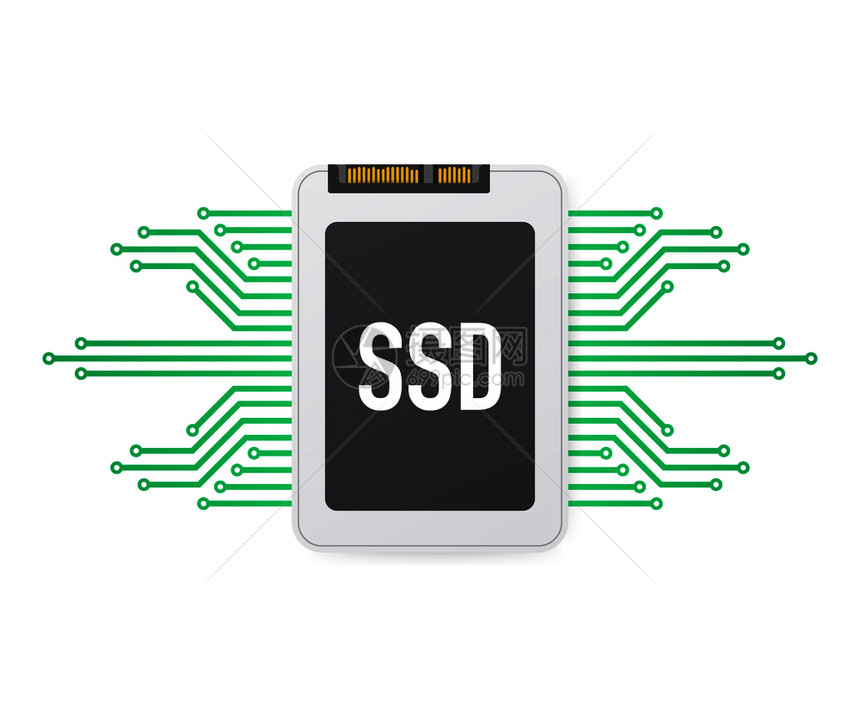 固态驱动器Ssd多边形计算机设备硬盘矢量库存图示图片