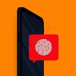 电话中的对框建议扫描指纹快速授权移动应用程序矢量库存图解背景图片