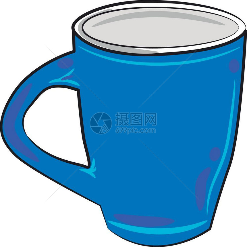 用于饮料媒介彩色绘画或插图的蓝色玻璃或杯子图片