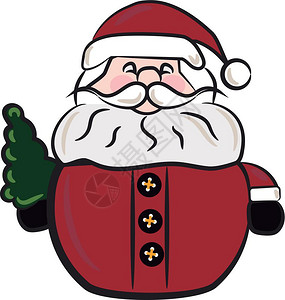 圣诞老人玩具在手矢量的彩色绘画或插图上握着绿色圣诞树图片