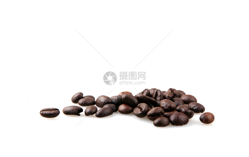 咖啡白孤立的豆图片