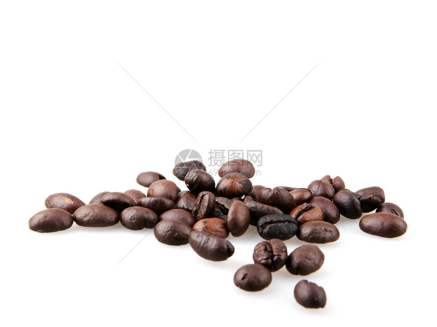 咖啡白孤立的豆图片