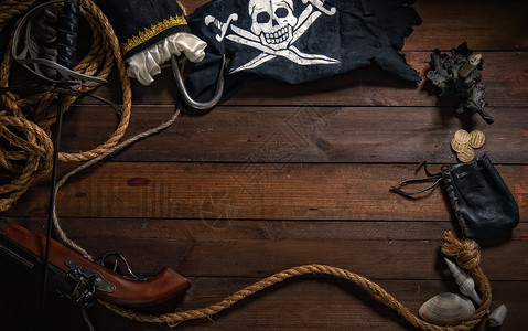 海盗旗帜您文本空间的海洋物品盗背景旧背景