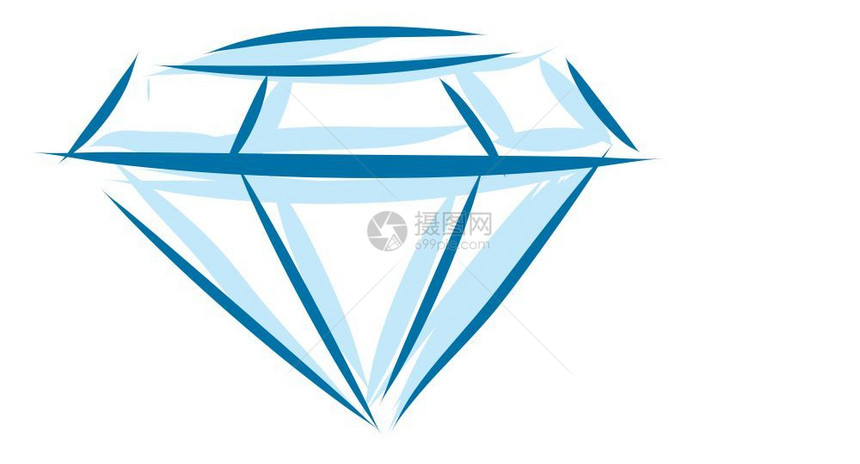 3D蓝钻石包括深色和浅矢量彩图画或插图片