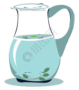 宜家风玻璃水壶卡通矢量装有纯净饮用水的玻璃水壶插画