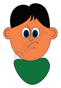 一个穿着绿色衣服的男孩生气于其他矢量颜色绘画或插图图片
