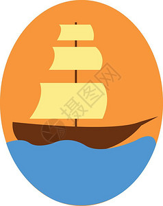 水上航行的帆船图标图片
