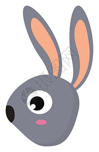 灰色可爱小兔子脸的剪贴板两只耳朵用桃色黑鼻子大眼睛看起来可爱的矢量彩色图画或插背景图片