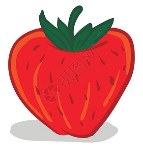 一个新鲜又多汁的红色草莓矢量彩色绘画或插图的红色漫画图片