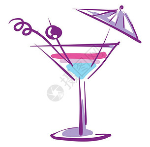 卡通紫色鸡尾酒矢量插图图片