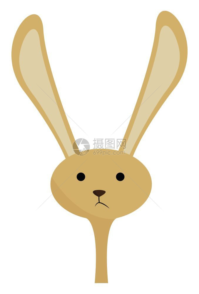 一只可爱的小兔子长耳朵向量彩色画或插图图片