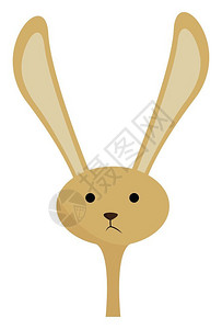 一只可爱的小兔子长耳朵向量彩色画或插图图片