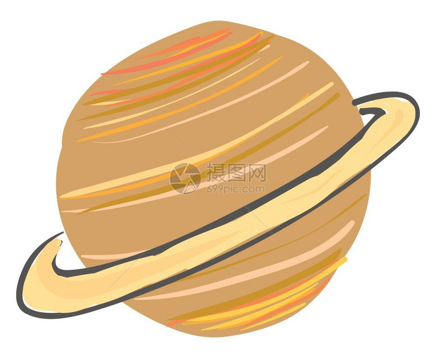 用浅棕色环矢量彩图画或插来说明土星图片
