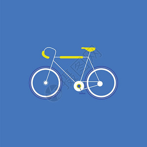 卡通蓝色背景里的自行车矢量插图图片