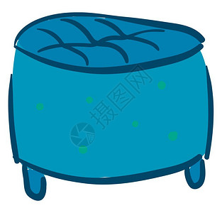 绘制圆形蓝色凳子短腿坐椅舒适的矢量颜色图或插图片