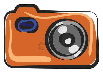 卡通橘色照相机矢量插图背景图片