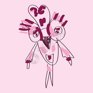 粉红色背景矢量彩图画或插上黑色条纹的衬衫上懒人猫头鹰的模版肖像背景图片