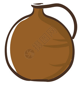 卡通棕色陶瓷罐矢量插图图片