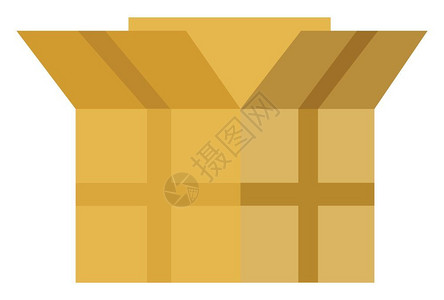 棕纸包装箱矢量或颜色插图图片