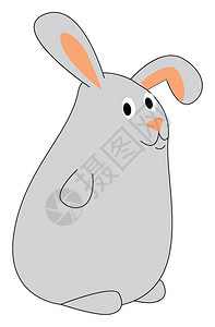 一只卡通可爱灰兔矢量图图片