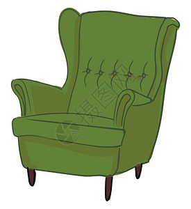 卡通绿色单人沙发矢量插图图片