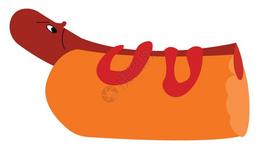 蒸烤一体机半食用红色烤或蒸的连锁香肠三明治看起来很凶猛同时试图站起来看某个矢量颜色图画或插插画