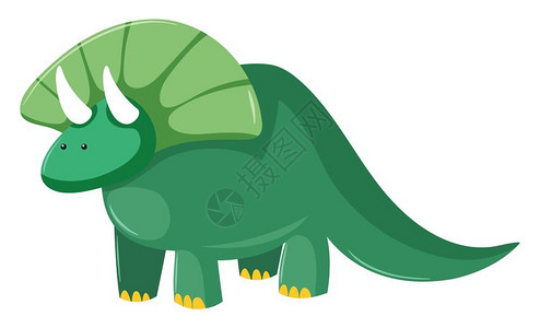 卡通绿色恐龙矢量插图图片