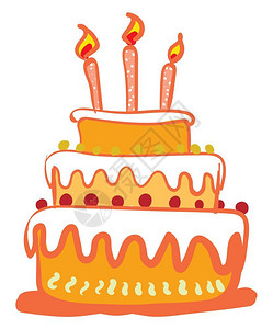 三层蛋糕三层生日蛋糕插画