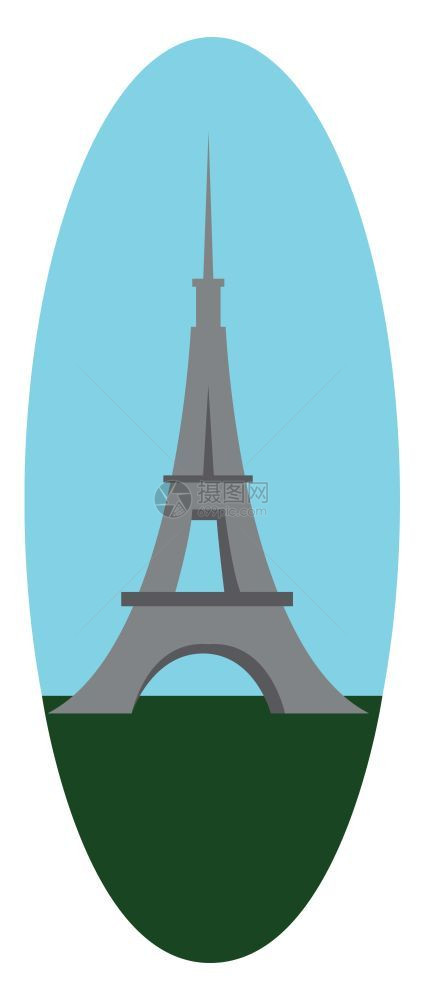 巴黎城市矢量或颜色图示的里程碑塔图片