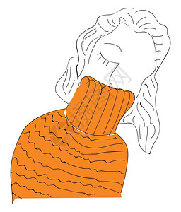 穿着橙色毛衣的可爱女孩背景图片