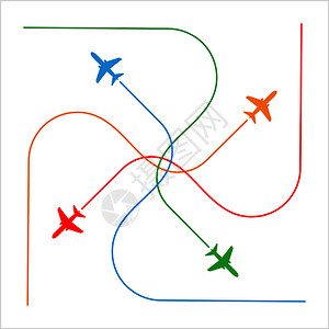 飞机拉烟飞机行编队空中显示有纪律的飞行矢量艺术说明插画
