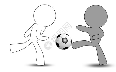 动画联盟素材玩足球的木偶孤立在白色背景上3D翻接背景