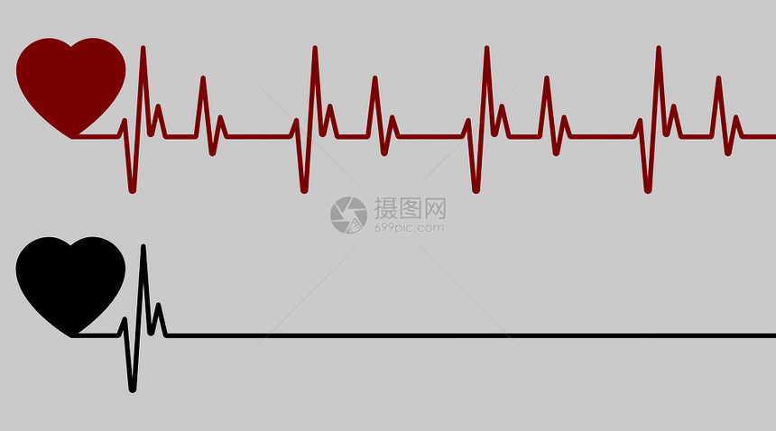 红色心跳生命线黑色心跳线Eps10红黑心脏图片