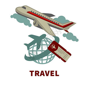 旅行社促销海报卡通平面矢量插图背景图片