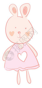卡通可爱穿着粉色裙子的兔子图片