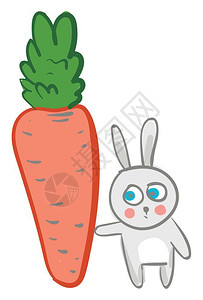 卡通可爱胡萝卜旁的兔子图片