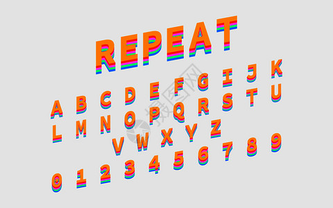 彩色重叠字母数字矢量设计模板图片