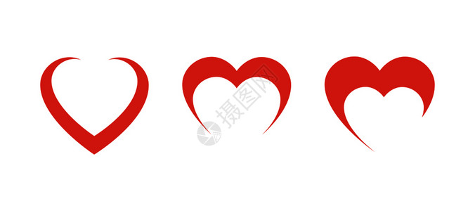3个红心在空白背景上排成行Eps103个红心在空白背景上排成行插画