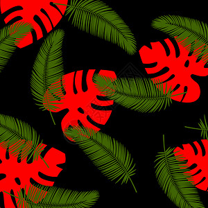 热带树叶元素矢量背景图片