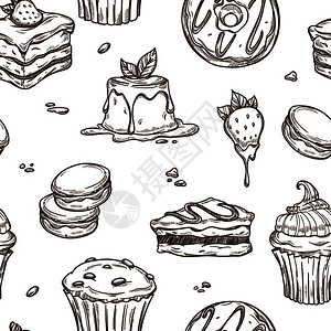 芝士蛋挞蛋糕和甜点图案背景插画
