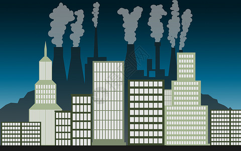 城市和工业空气污染3D图片
